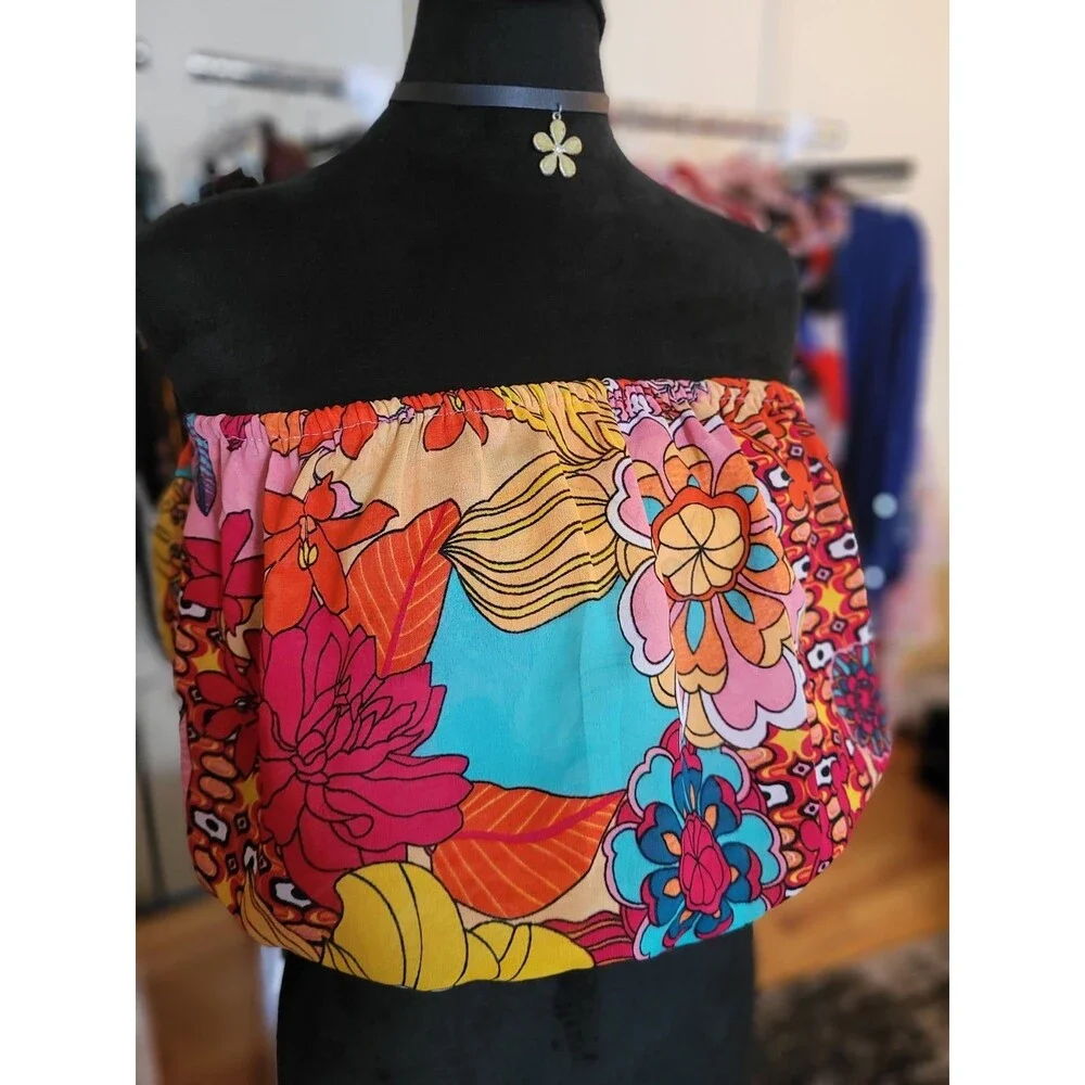 Girl Soul Womens Multicolor Tropical Floral Tube Top Size L Sleeveless Summer - Picture 7 of 11